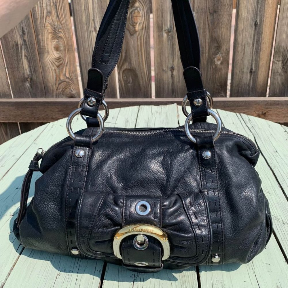 B. Makowsky Large Black Leather Hobo Style Purse SALE!